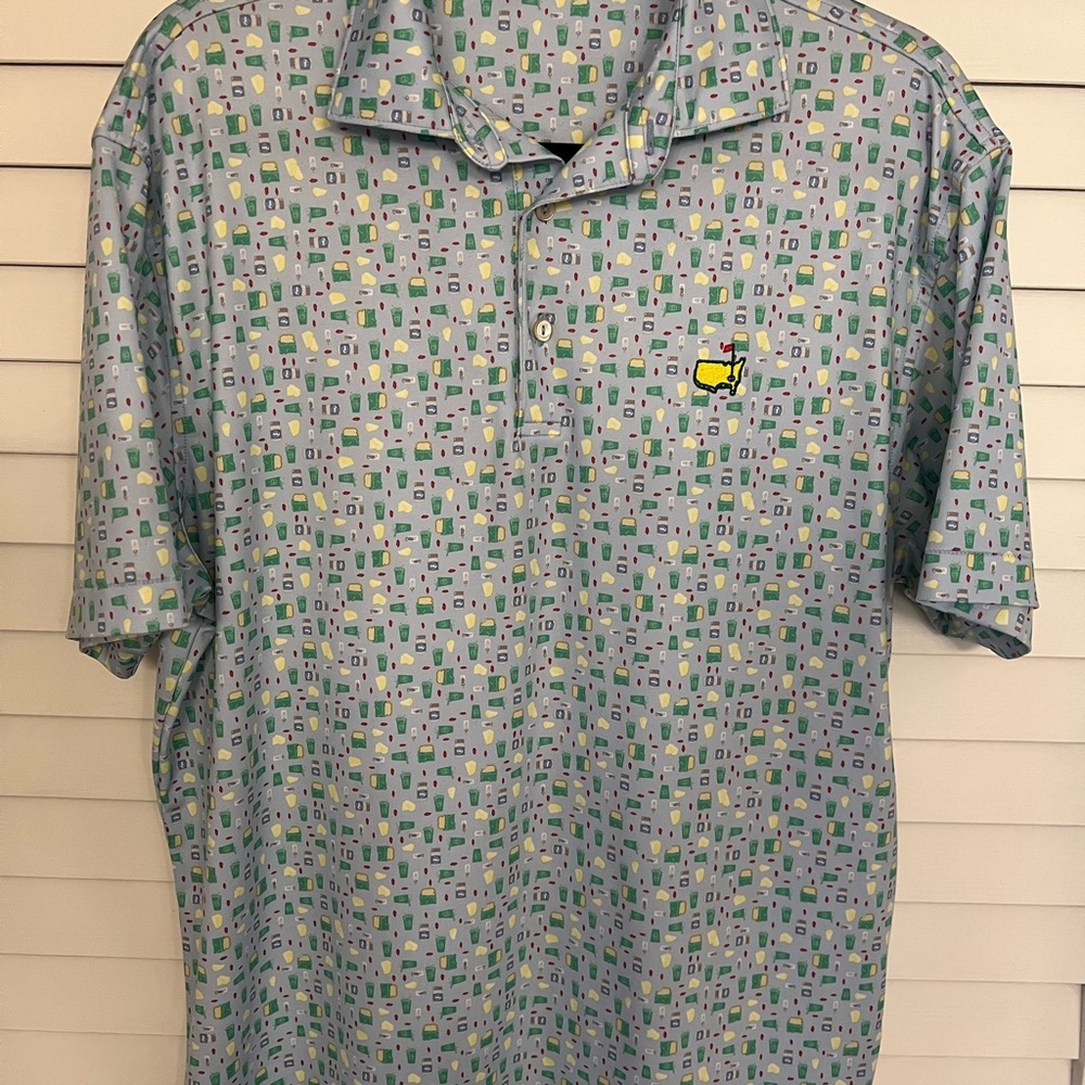 Masters Exclusive print Peter Millar Blue and Green Polo Shirt